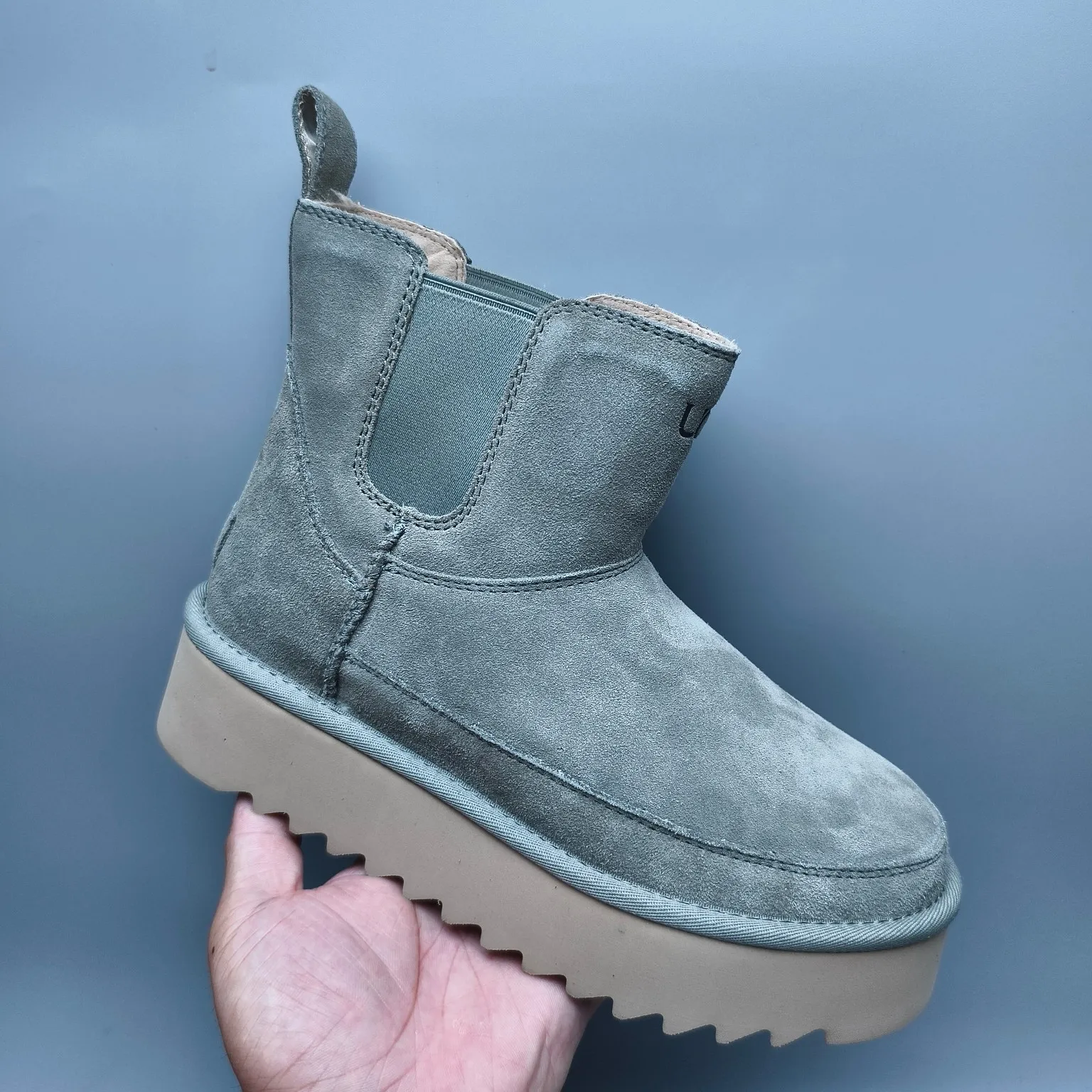 💰560 UGG sheepskin all-in-one snow boots 8051 thick-soled Chelsea casual shoes Color: maroon black antelope brown Matching size: 35-40